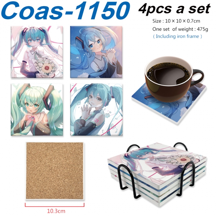 Hatsune Miku Anime peripheral UV printed square coaster a set of 4 Coas-1150