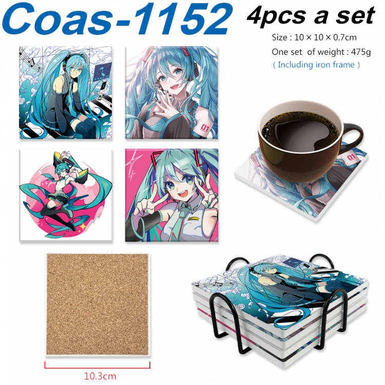 Hatsune Miku Anime peripheral UV printed square coaster a set of 4 Coas-1152