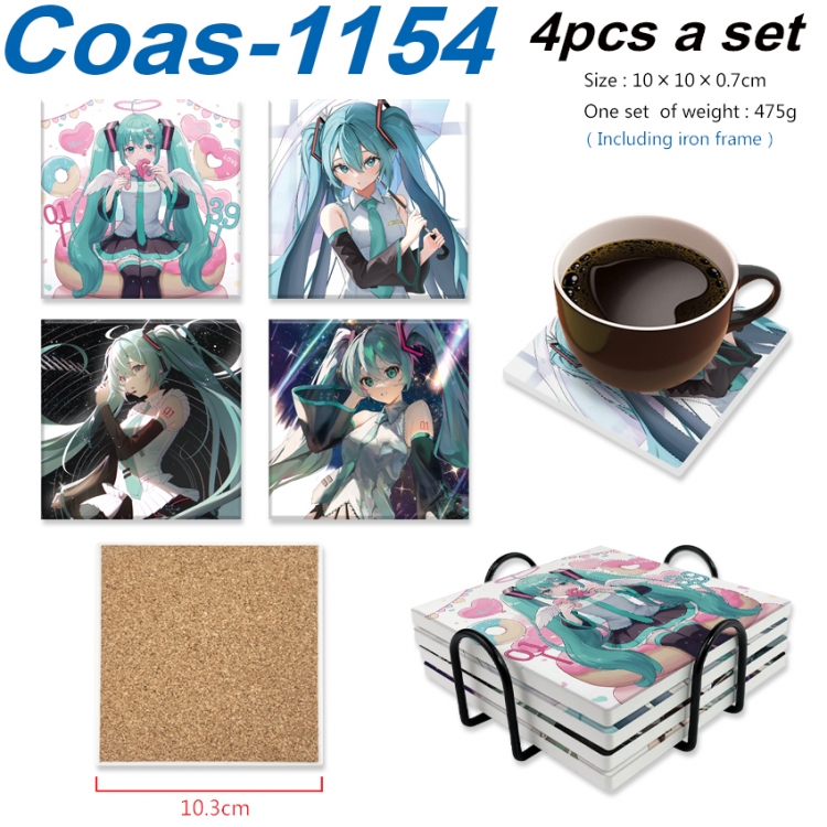 Hatsune Miku Anime peripheral UV printed square coaster a set of 4 Coas-1154