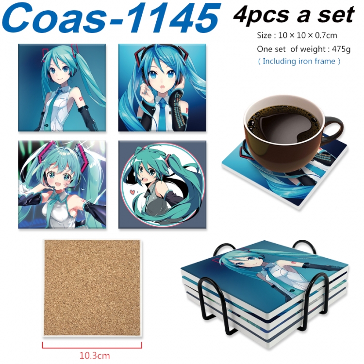 Hatsune Miku Anime peripheral UV printed square coaster a set of 4 Coas-1145