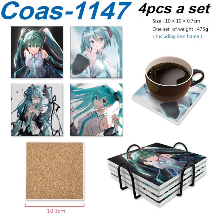 Hatsune Miku Anime peripheral UV printed square coaster a set of 4 Coas-1147