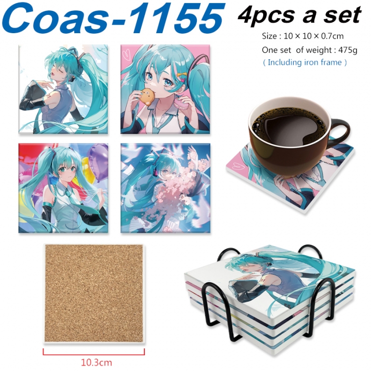 Hatsune Miku Anime peripheral UV printed square coaster a set of 4 Coas-1155