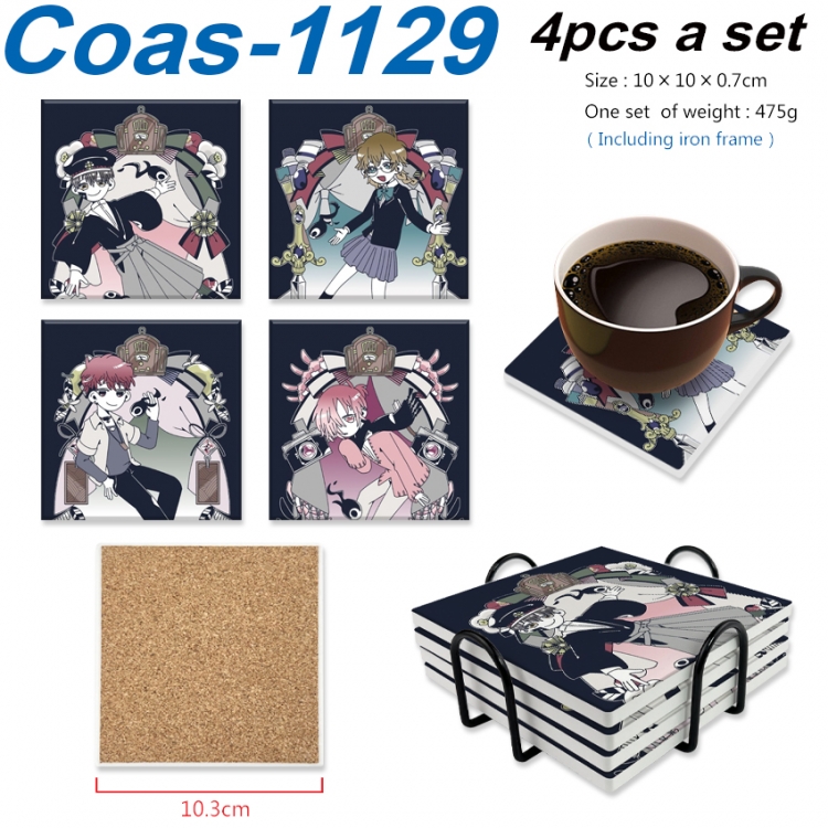 Toilet-bound Hanako-kun Anime peripheral UV printed square coaster a set of 4 Coas-1129