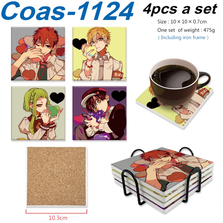 Toilet-bound Hanako-kun Anime peripheral UV printed square coaster a set of 4 Coas-1124