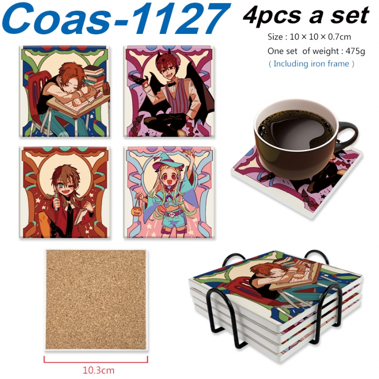 Toilet-bound Hanako-kun Anime peripheral UV printed square coaster a set of 4 Coas-1127