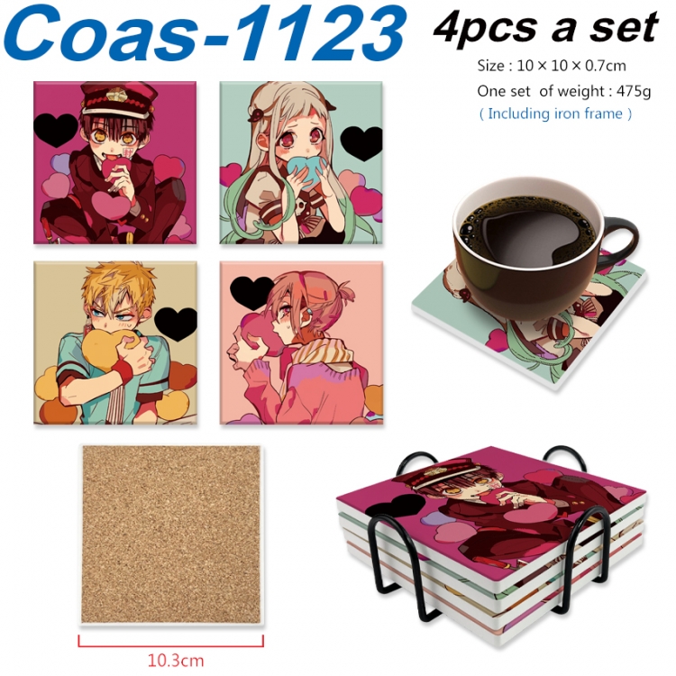 Toilet-bound Hanako-kun Anime peripheral UV printed square coaster a set of 4 Coas-1123