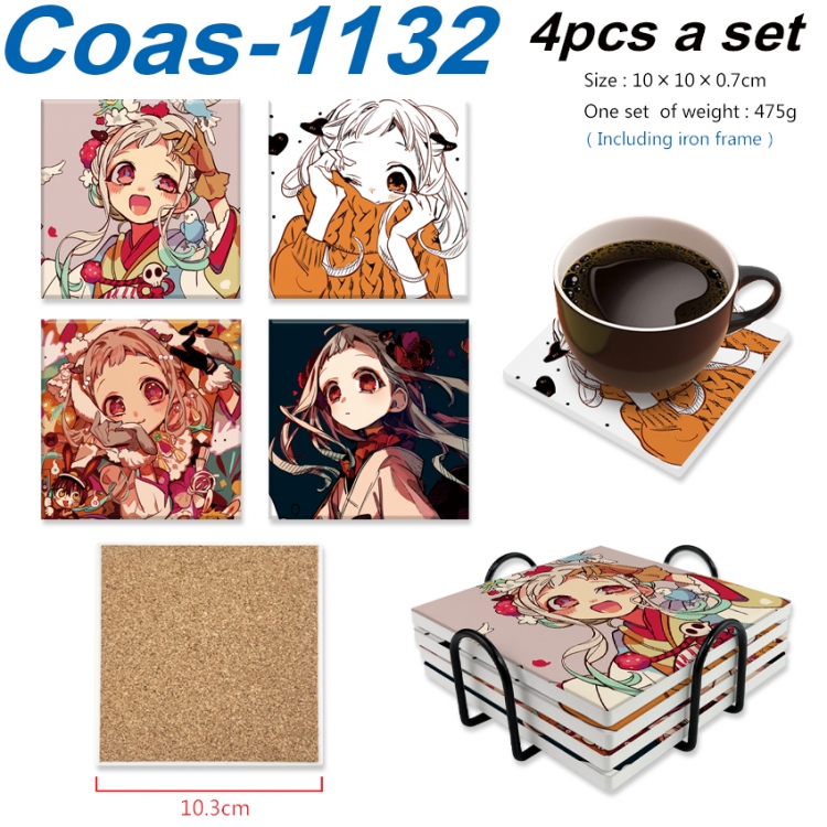 Toilet-bound Hanako-kun Anime peripheral UV printed square coaster a set of 4 Coas-1132