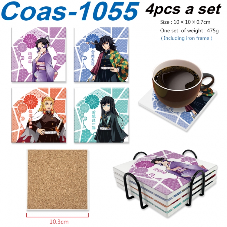 Demon Slayer Kimets Anime peripheral UV printed square coaster a set of 4 Coas-1055