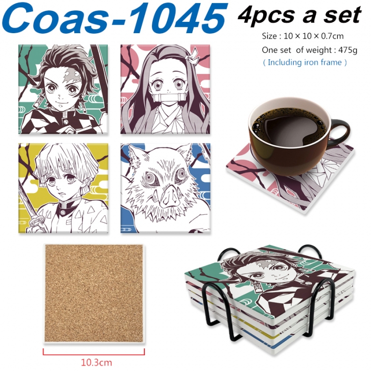 Demon Slayer Kimets Anime peripheral UV printed square coaster a set of 4 Coas-1045