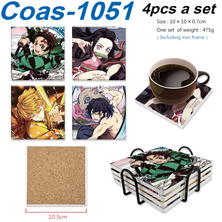 Demon Slayer Kimets Anime peripheral UV printed square coaster a set of 4 Coas-1051