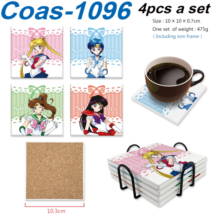 sailormoon Anime peripheral UV printed square coaster a set of 4 Coas-1096