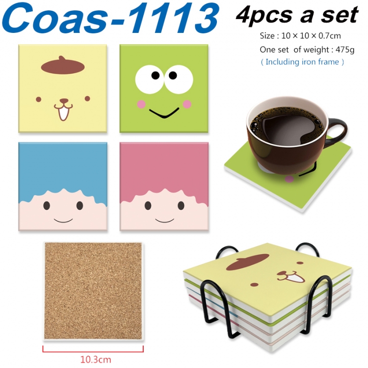 sanrio Anime peripheral UV printed square coaster a set of 4 Coas-1113