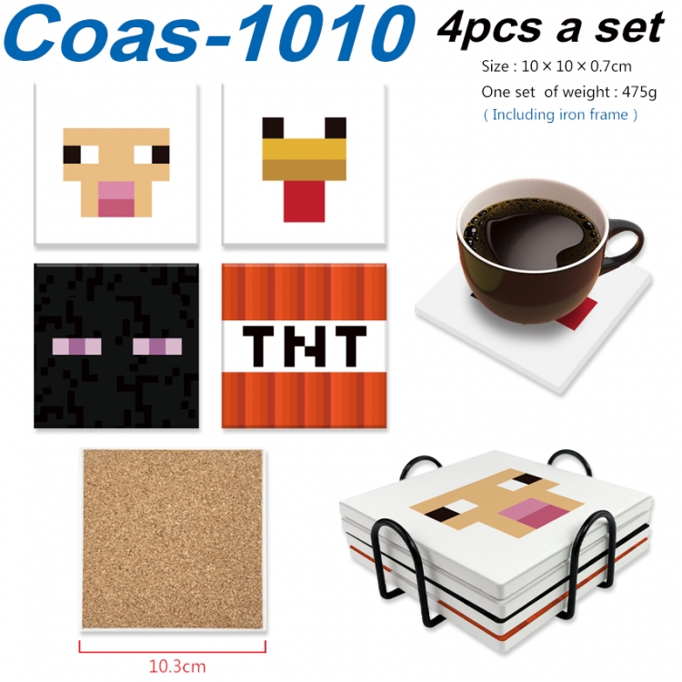 Minecraft Anime peripheral UV printed square coaster a set of 4 Coas-1010