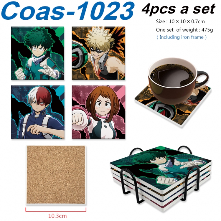 My Hero Academia Anime peripheral UV printed square coaster a set of 4  Coas-1023