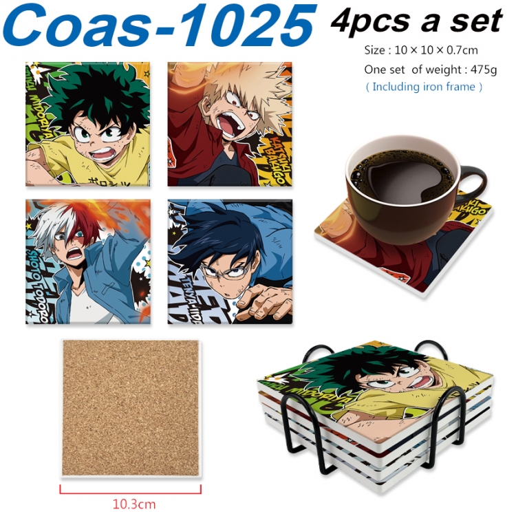 My Hero Academia Anime peripheral UV printed square coaster a set of 4  Coas-1025