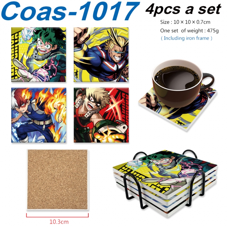 My Hero Academia Anime peripheral UV printed square coaster a set of 4  Coas-1017