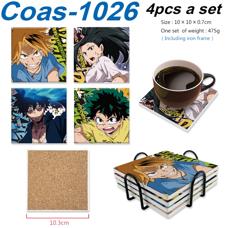 My Hero Academia Anime peripheral UV printed square coaster a set of 4  Coas-1026