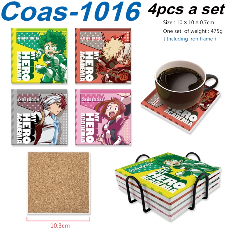 My Hero Academia Anime peripheral UV printed square coaster a set of 4 Coas-1016