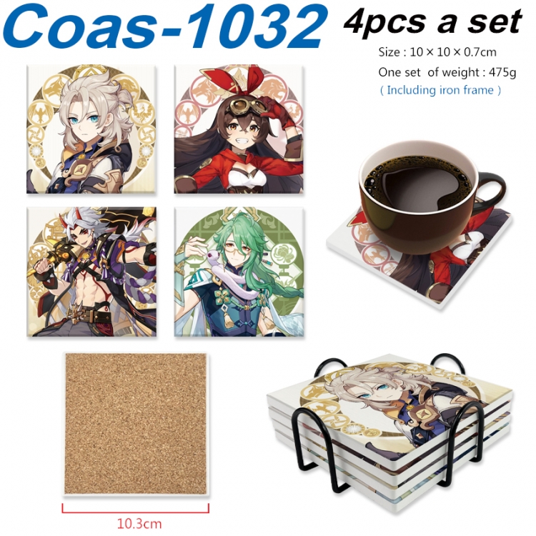 Genshin Impact Anime peripheral UV printed square coaster a set of 4 Coas-1032