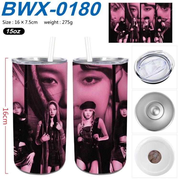 BLACK PINK Small straight tube 304 stainless steel insulated cup 16X7.5CM  BWX-0180