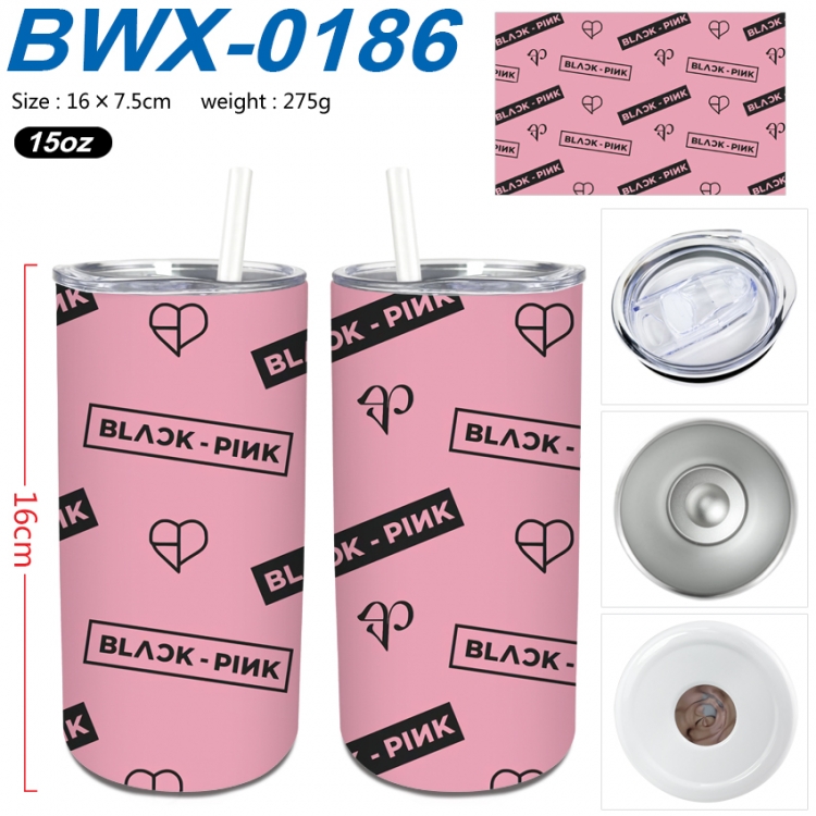 BLACK PINK Small straight tube 304 stainless steel insulated cup 16X7.5CM  BWX-0186