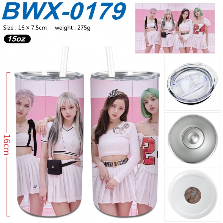 BLACK PINK Small straight tube 304 stainless steel insulated cup 16X7.5CM BWX-0179