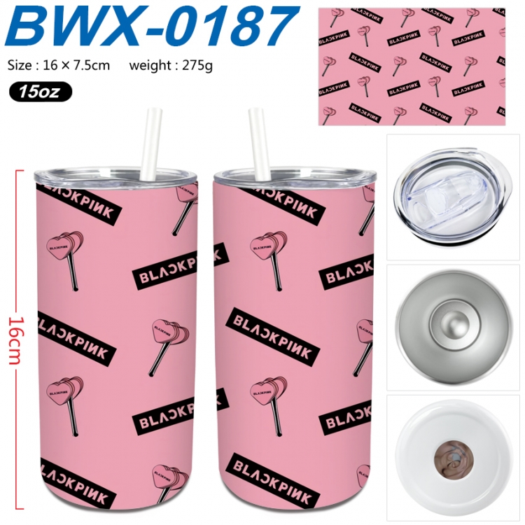 BLACK PINK Small straight tube 304 stainless steel insulated cup 16X7.5CM BWX-0187