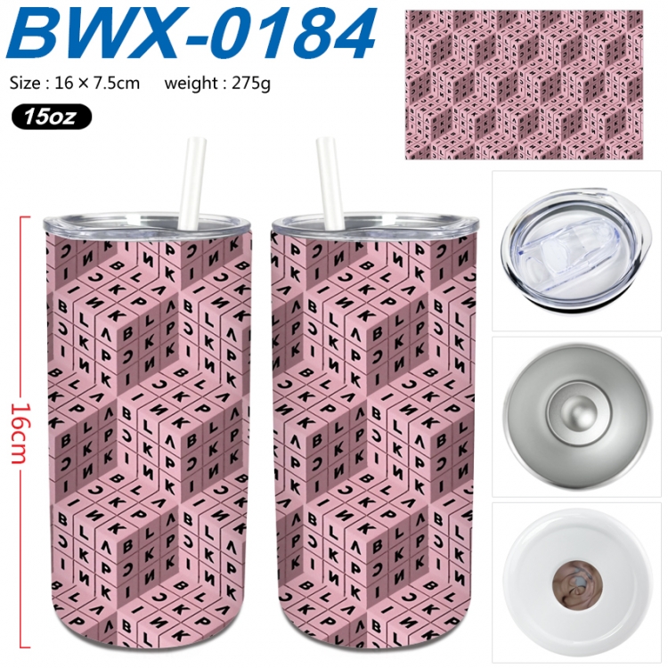 BLACK PINK Small straight tube 304 stainless steel insulated cup 16X7.5CM BWX-0184