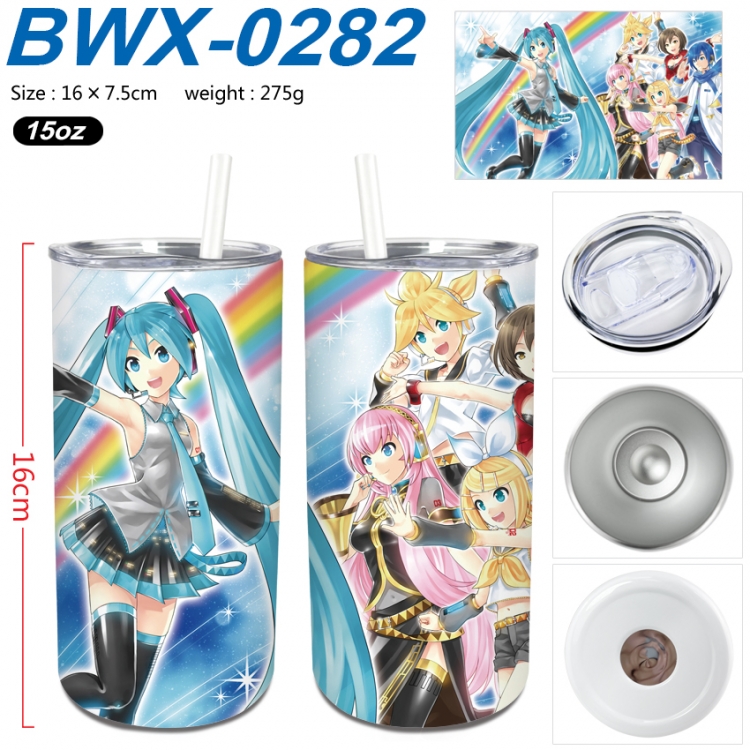 Hatsune Miku Small straight tube 304 stainless steel insulated cup 16X7.5CM BWX-0282