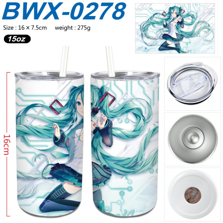 Hatsune Miku Small straight tube 304 stainless steel insulated cup 16X7.5CM  BWX-0278