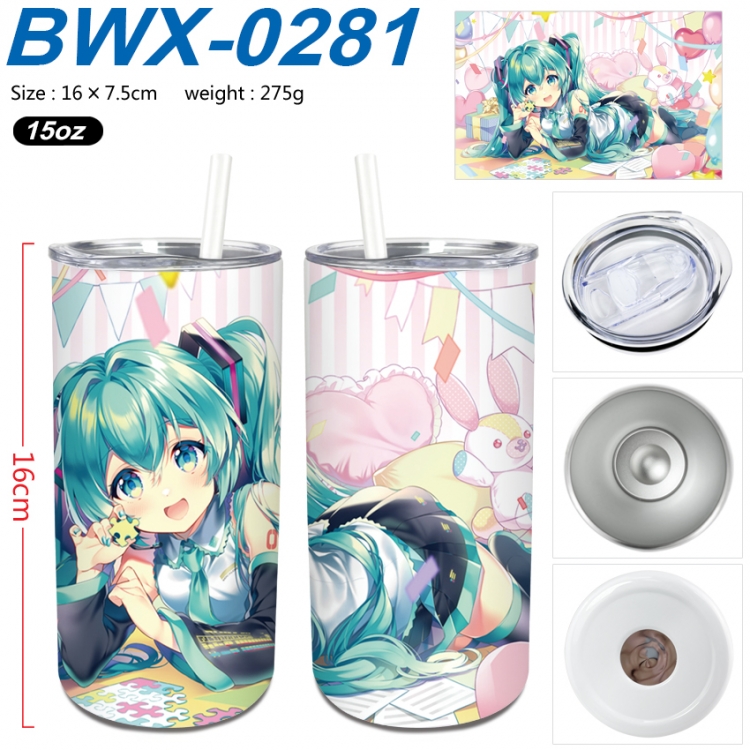 Hatsune Miku Small straight tube 304 stainless steel insulated cup 16X7.5CM BWX-0281