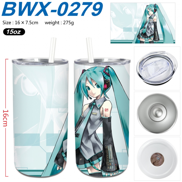 Hatsune Miku Small straight tube 304 stainless steel insulated cup 16X7.5CM  BWX-0279