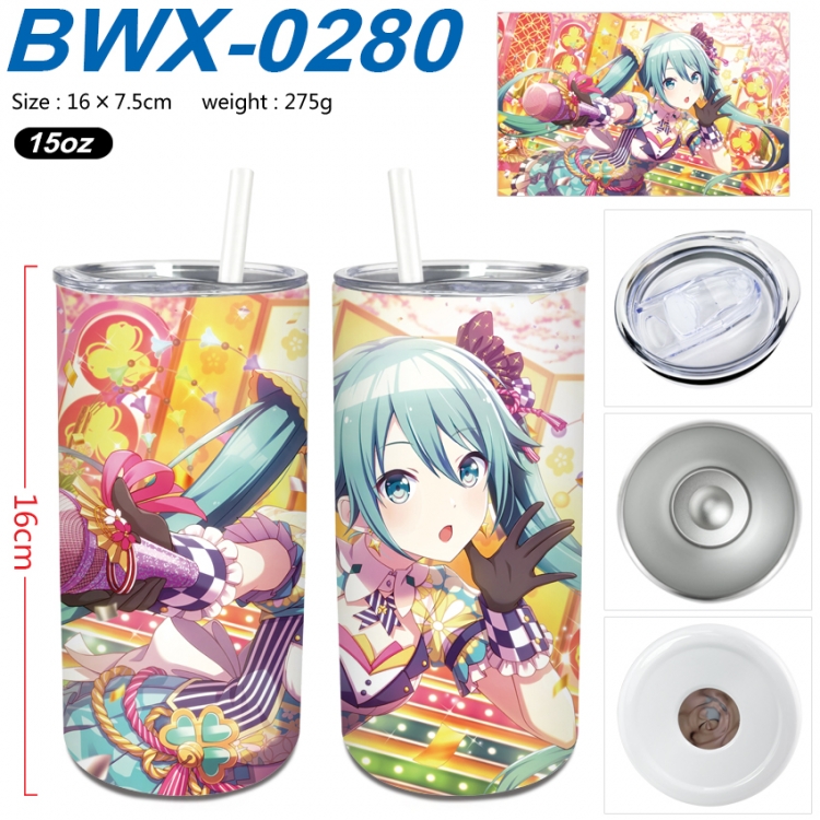 Hatsune Miku Small straight tube 304 stainless steel insulated cup 16X7.5CM BWX-0280