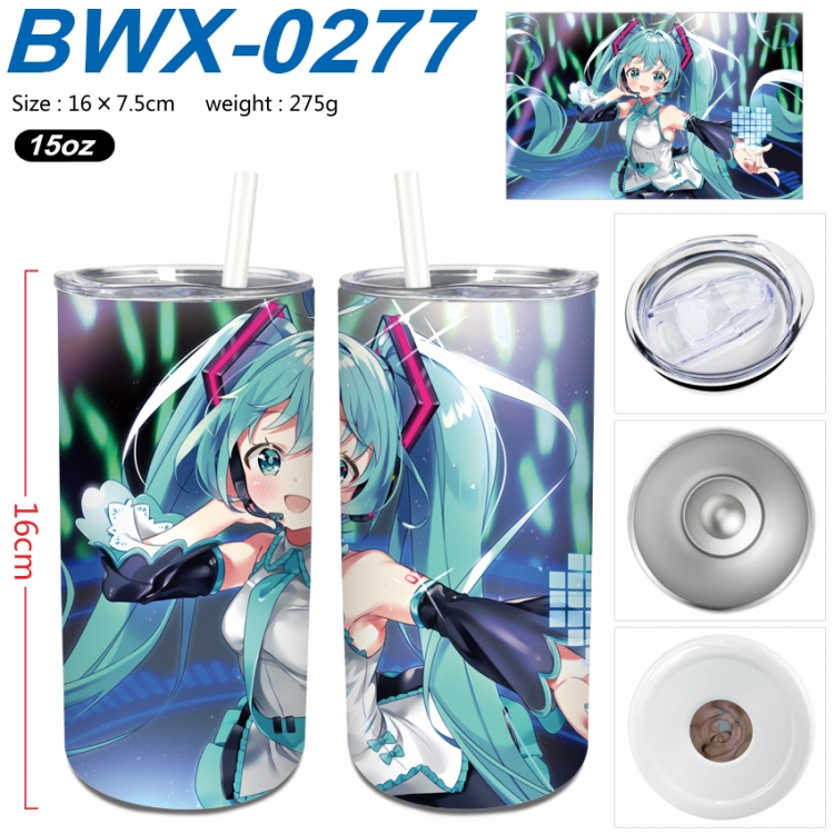 Hatsune Miku Small straight tube 304 stainless steel insulated cup 16X7.5CM  BWX-0277