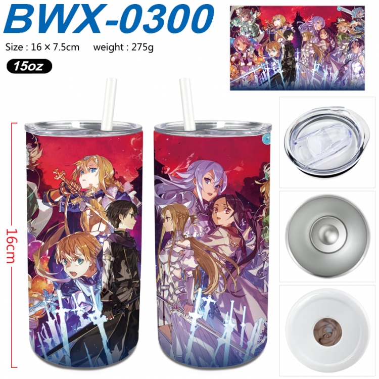 Sword Art Online Small straight tube 304 stainless steel insulated cup 16X7.5CM BWX-0300