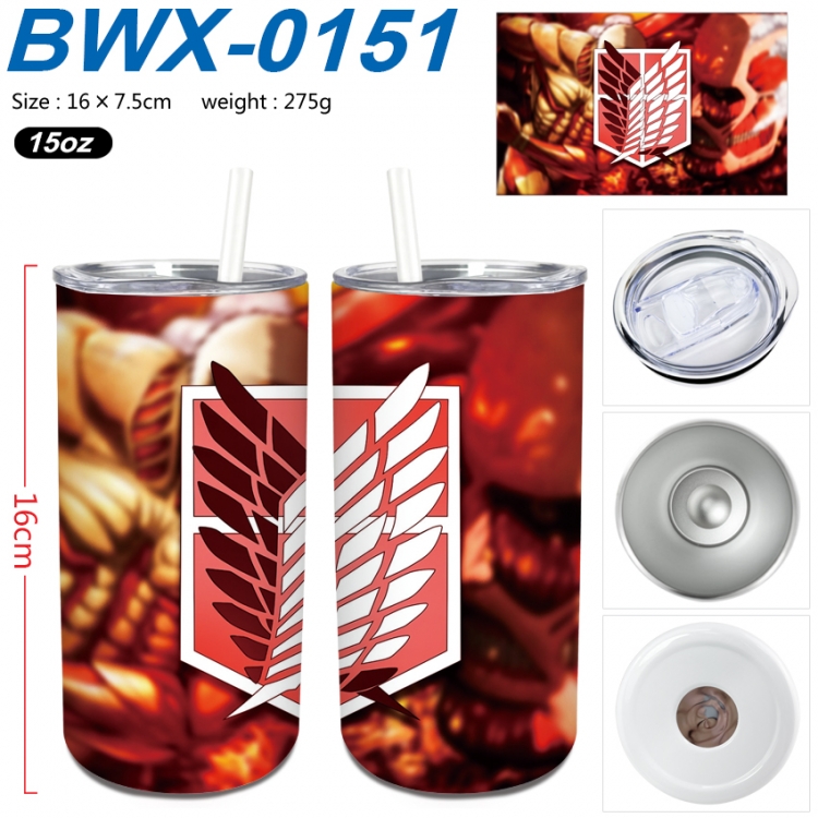 Shingeki no Kyojin Small straight tube 304 stainless steel insulated cup 16X7.5CM