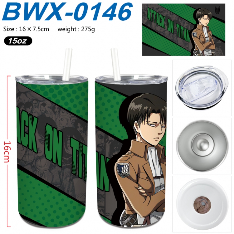 Shingeki no Kyojin Small straight tube 304 stainless steel insulated cup 16X7.5CM