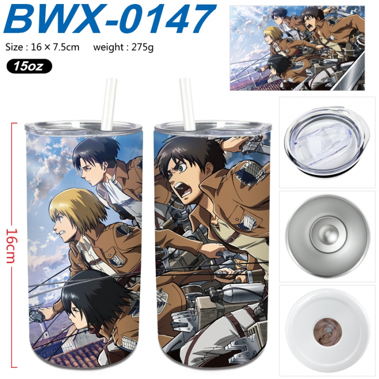 Shingeki no Kyojin Small straight tube 304 stainless steel insulated cup 16X7.5CM