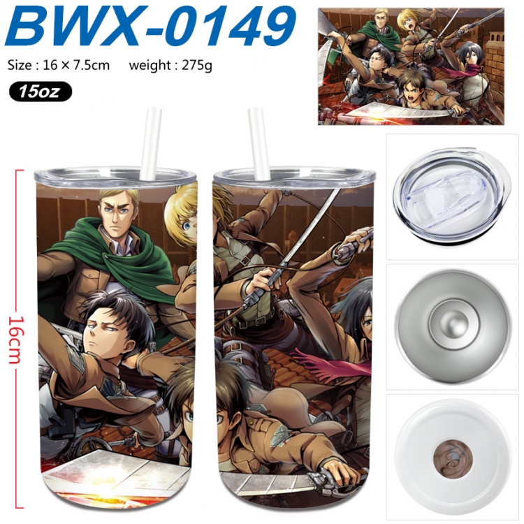 Shingeki no Kyojin Small straight tube 304 stainless steel insulated cup 16X7.5CM