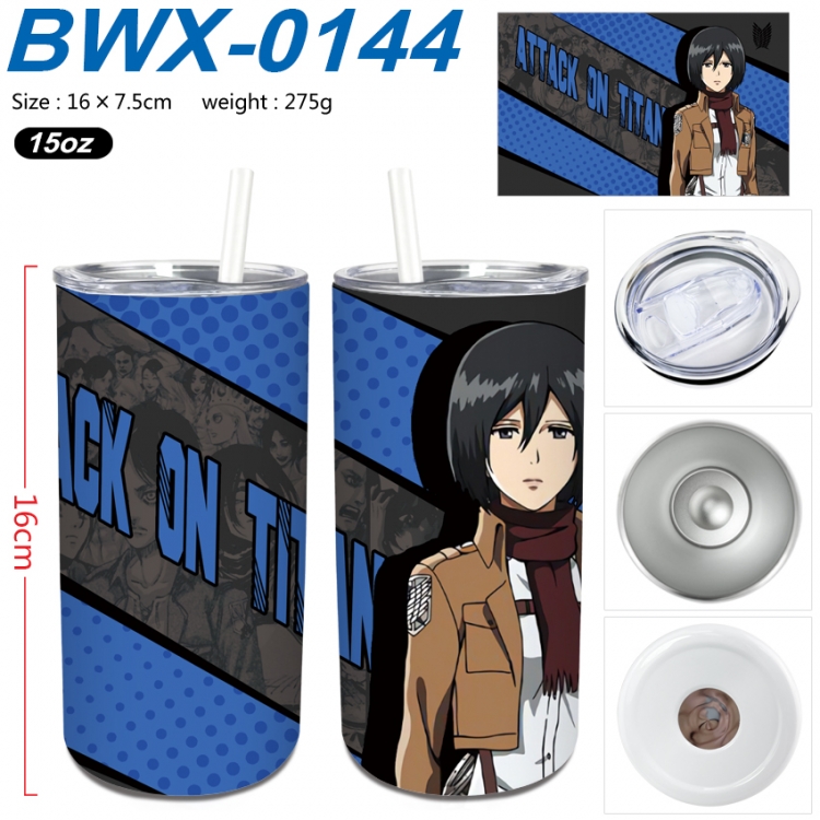 Shingeki no Kyojin Small straight tube 304 stainless steel insulated cup 16X7.5CM