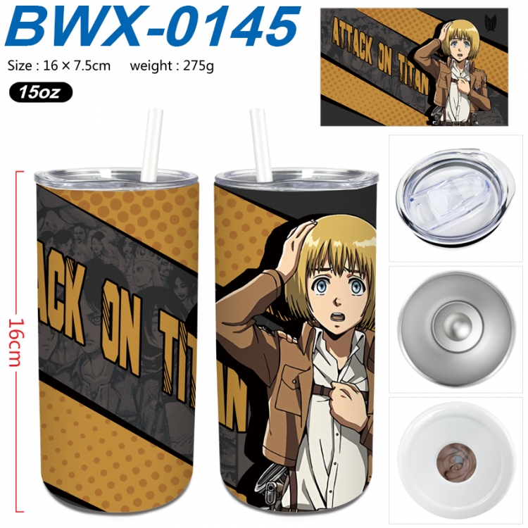 Shingeki no Kyojin Small straight tube 304 stainless steel insulated cup 16X7.5CM