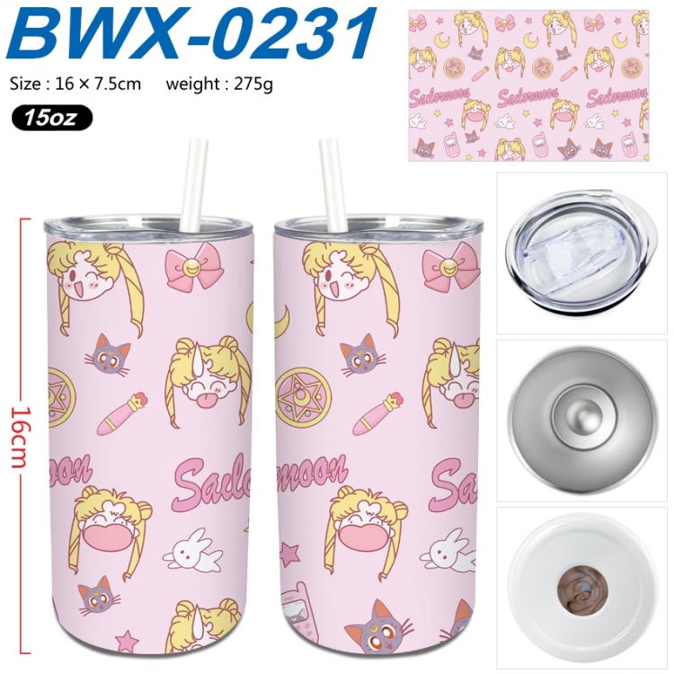 sailormoon Small straight tube 304 stainless steel insulated cup 16X7.5CM