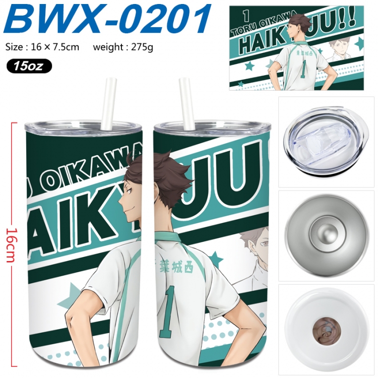 Haikyuu!! Small straight tube 304 stainless steel insulated cup 16X7.5CM