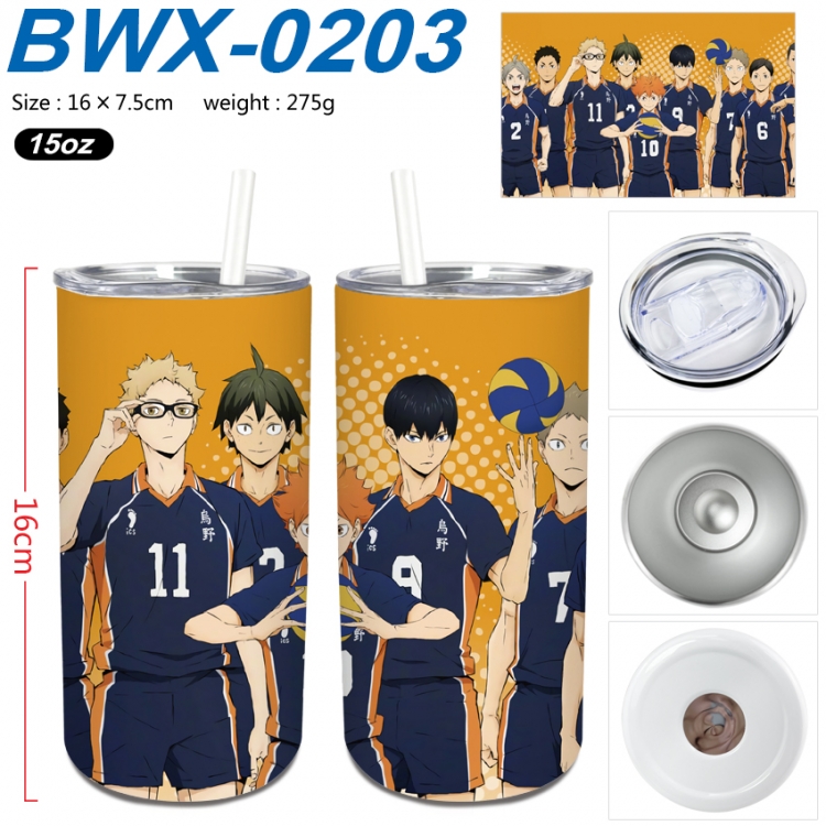 Haikyuu!! Small straight tube 304 stainless steel insulated cup 16X7.5CM