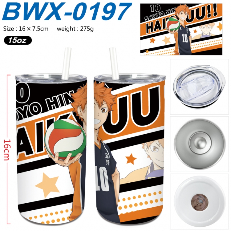 Haikyuu!! Small straight tube 304 stainless steel insulated cup 16X7.5CM