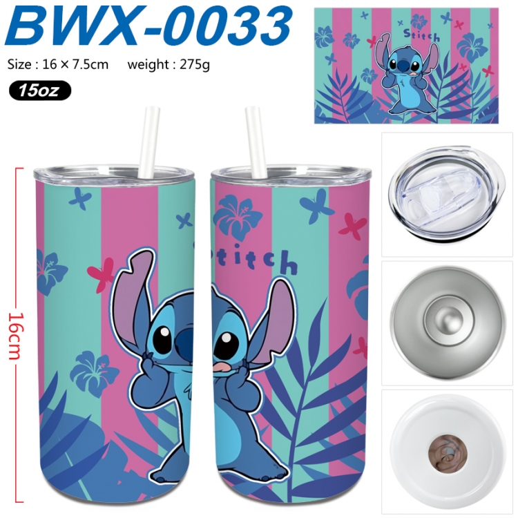 Lilo & Stitch Small straight tube 304 stainless steel insulated cup 16X7.5CM