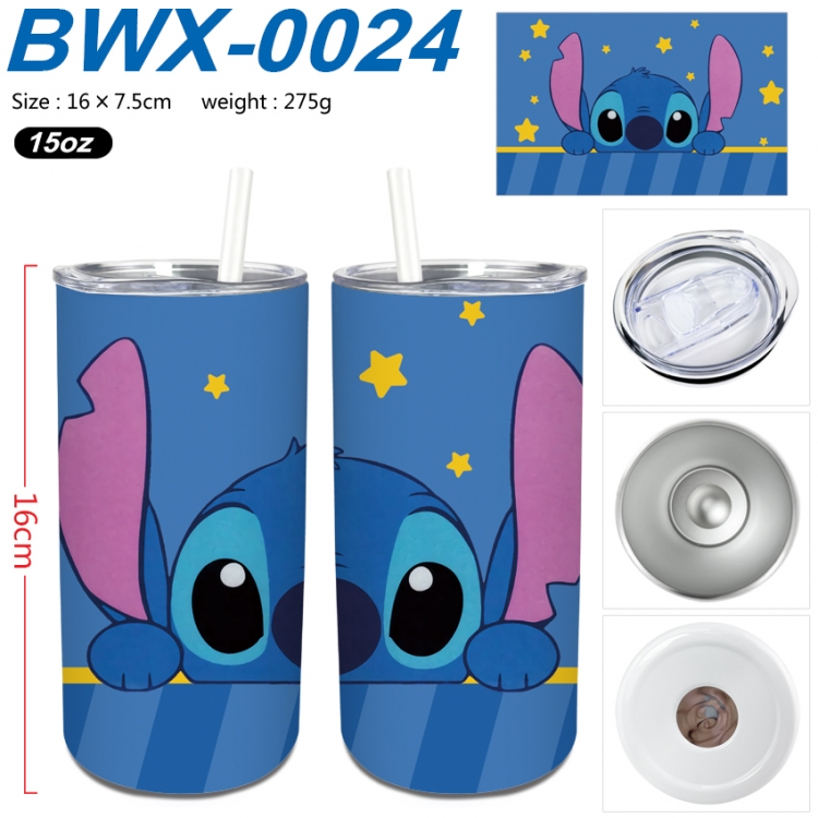 Lilo & Stitch Small straight tube 304 stainless steel insulated cup 16X7.5CM