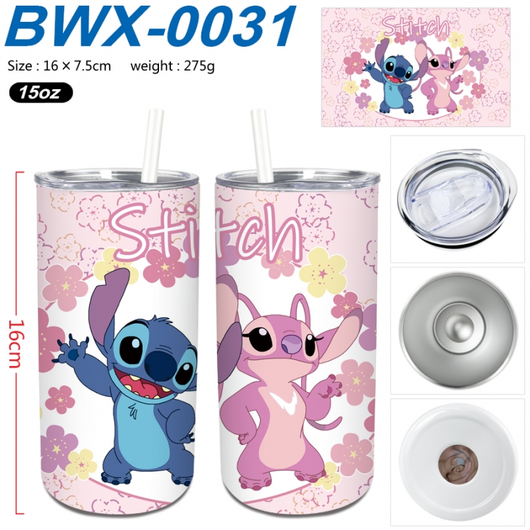 Lilo & Stitch Small straight tube 304 stainless steel insulated cup 16X7.5CM