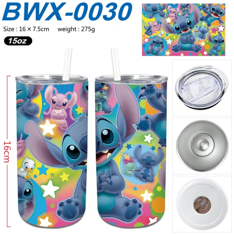 Lilo & Stitch Small straight tube 304 stainless steel insulated cup 16X7.5CM