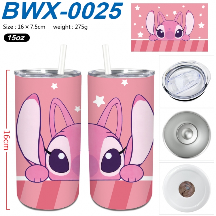 Lilo & Stitch Small straight tube 304 stainless steel insulated cup 16X7.5CM